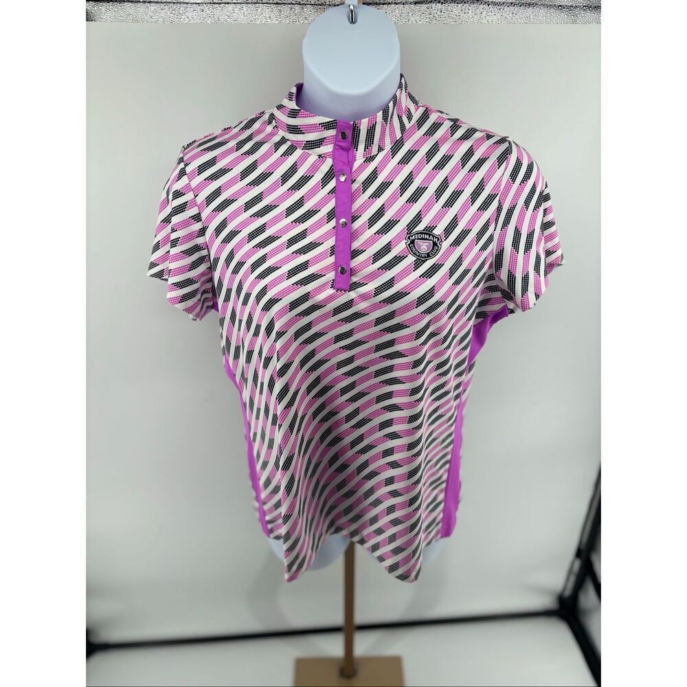Tail Women’s Medinah Country Club Golf Polo Shirt X-Large Pink Black White